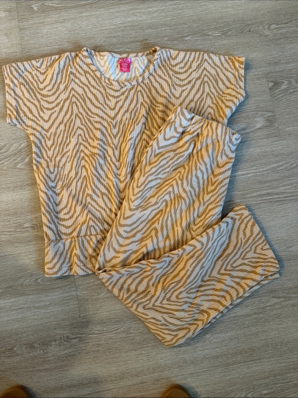 Isaac Mizrahi Tan and Cream Zebra-Print Pajama Set